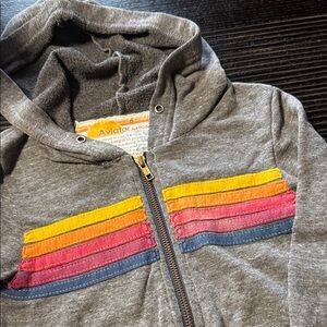 Aviator Nation Kids 5 Stripe Heather Gray Hoodie